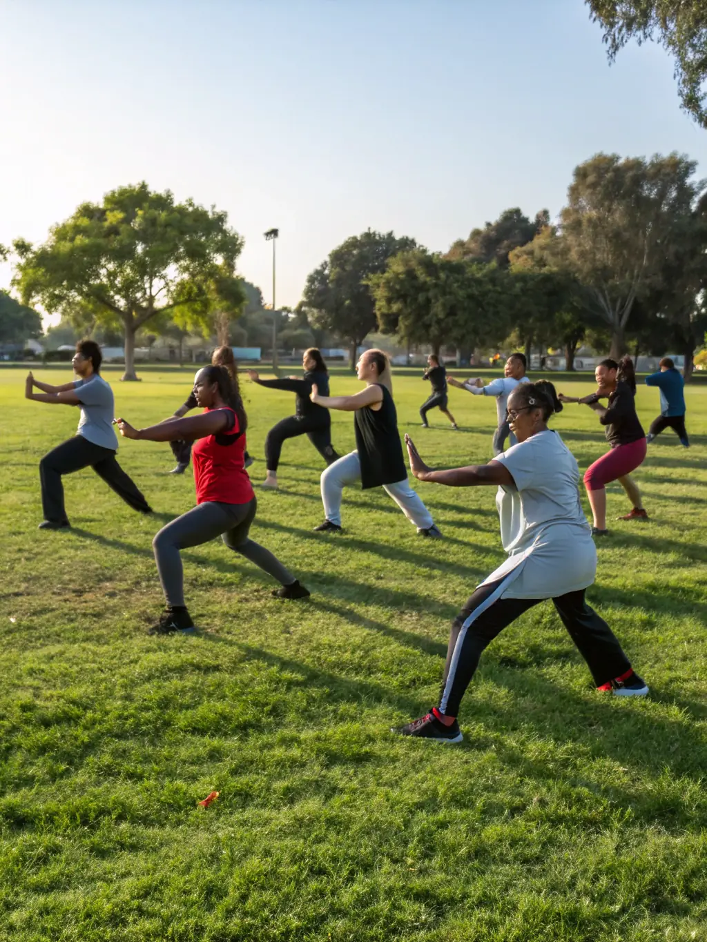 A group of Aikido students laughing and interacting after a training session, emphasizing the social aspect of the martial art.
