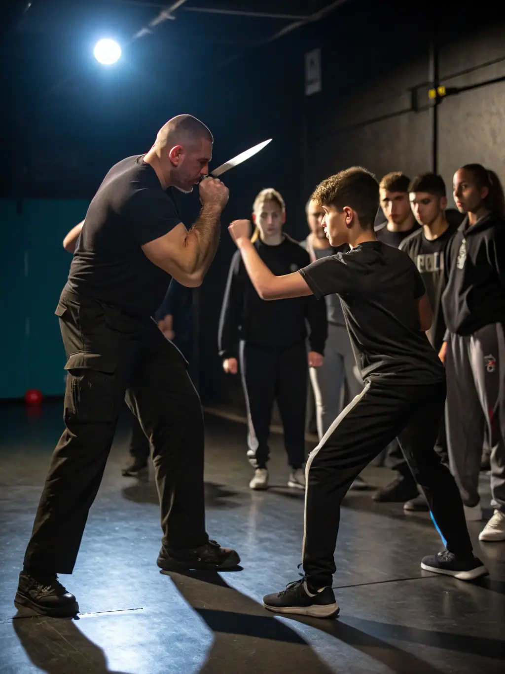 Aikido practitioners demonstrating self-defense techniques against multiple attackers during a public demonstration, showcasing the practical applications of Aikido.